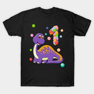 First Birthday Baby Dinosaur and bubbles T-Shirt